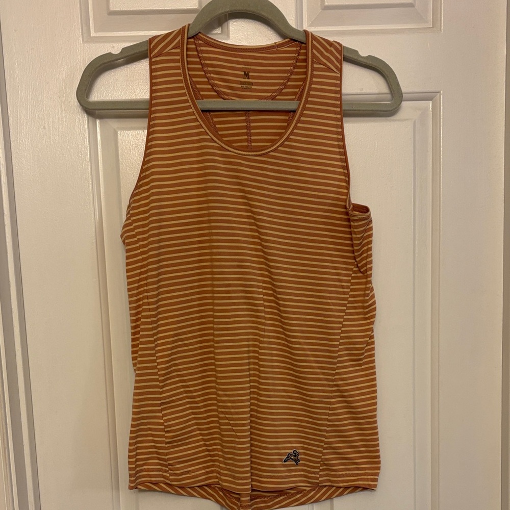 Tracksmith Brown and White Striped Tank Top